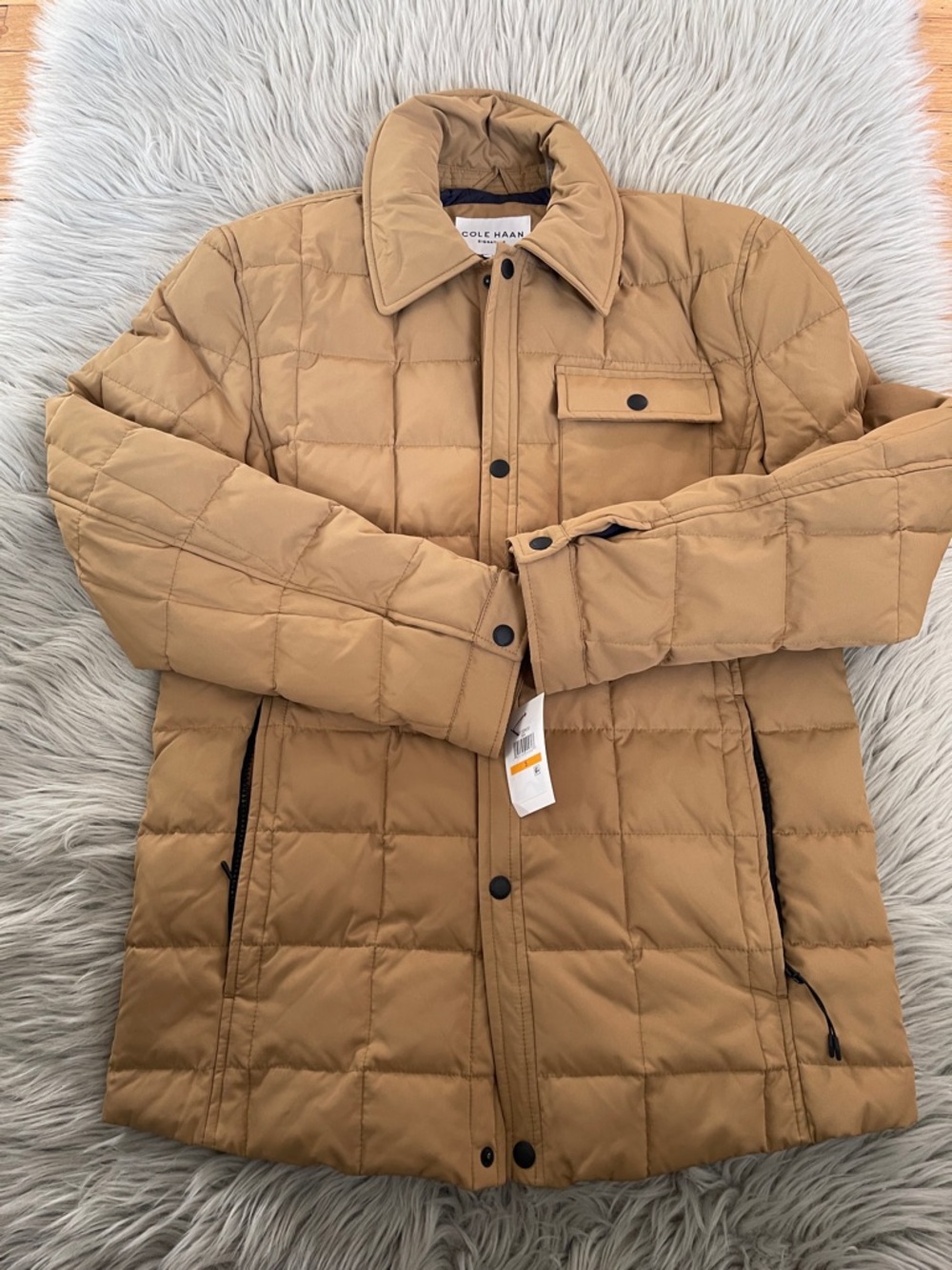 Cole Haan Men's Camel Quilted Puffer Jacket - Picture 2 of 8